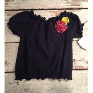 Love U Lots Navy Flower Shirt NWT